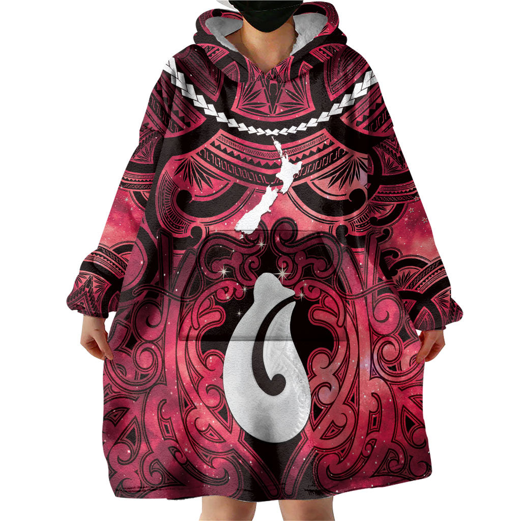Personalised Maori Matariki Hei Matau Whero Wearable Blanket Hoodie Maori Kowhaiwhai Pattern Galaxy