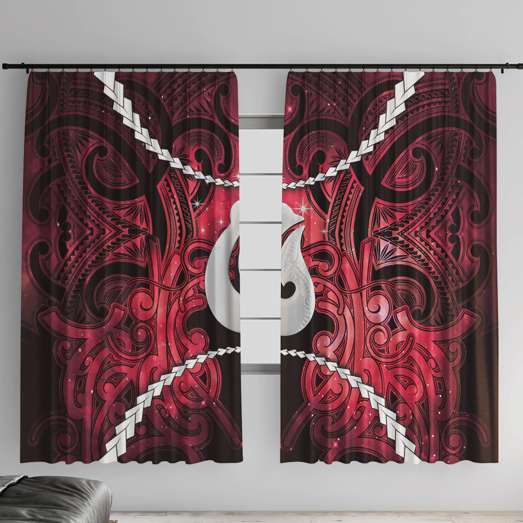 Maori Matariki Hei Matau Whero Window Curtain Maori Kowhaiwhai Pattern Galaxy