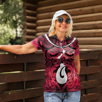 Personalised Maori Matariki Hei Matau Whero Women Polo Shirt Maori Kowhaiwhai Pattern Galaxy