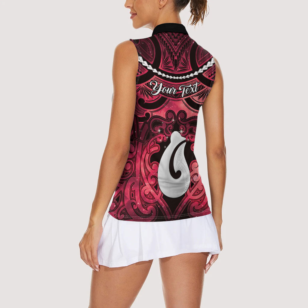 Personalised Maori Matariki Hei Matau Whero Women Sleeveless Polo Shirt Maori Kowhaiwhai Pattern Galaxy