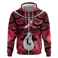 Personalised Maori Matariki Hei Matau Whero Zip Hoodie Maori Kowhaiwhai Pattern Galaxy