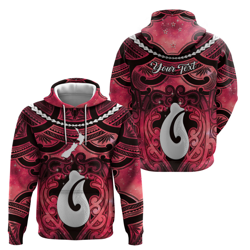 Personalised Maori Matariki Hei Matau Whero Zip Hoodie Maori Kowhaiwhai Pattern Galaxy