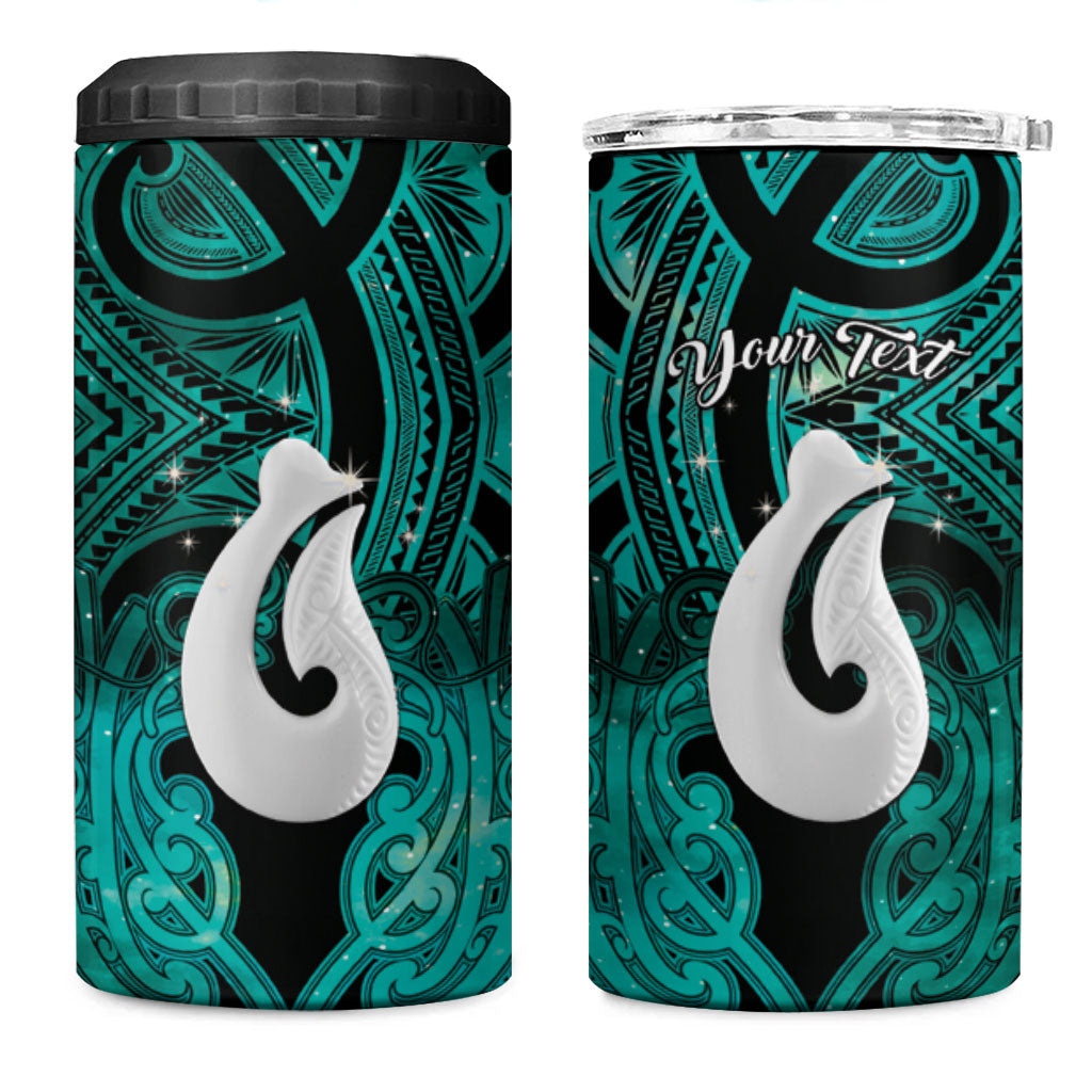 Personalised Maori Matariki Hei Matau Turquoise 4 in 1 Can Cooler Tumbler Maori Kowhaiwhai Pattern Galaxy