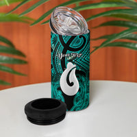 Personalised Maori Matariki Hei Matau Turquoise 4 in 1 Can Cooler Tumbler Maori Kowhaiwhai Pattern Galaxy