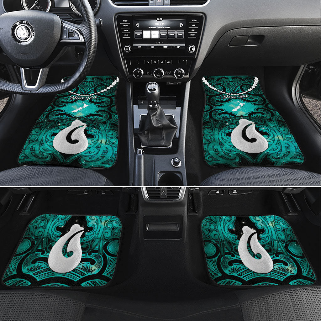Personalised Maori Matariki Hei Matau Turquoise Car Mats Maori Kowhaiwhai Pattern Galaxy