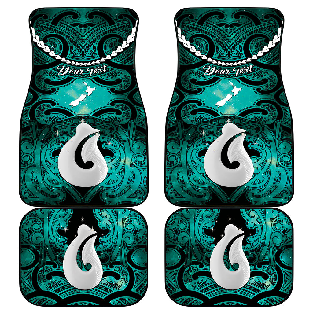 Personalised Maori Matariki Hei Matau Turquoise Car Mats Maori Kowhaiwhai Pattern Galaxy