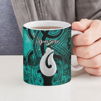 Personalised Maori Matariki Hei Matau Turquoise Ceramic Mug Maori Kowhaiwhai Pattern Galaxy