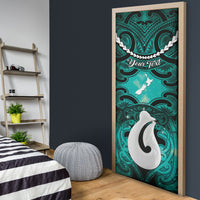 Personalised Maori Matariki Hei Matau Turquoise Door Cover Maori Kowhaiwhai Pattern Galaxy