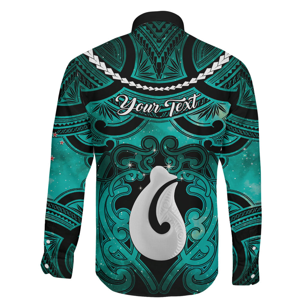 Personalised Maori Matariki Hei Matau Turquoise Family Matching Mermaid Dress and Hawaiian Shirt Maori Kowhaiwhai Pattern Galaxy LT01 - Polynesian Pride