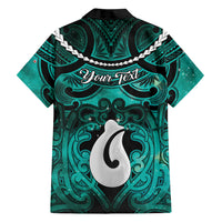 Personalised Maori Matariki Hei Matau Turquoise Family Matching Off Shoulder Short Dress and Hawaiian Shirt Maori Kowhaiwhai Pattern Galaxy LT01 - Polynesian Pride