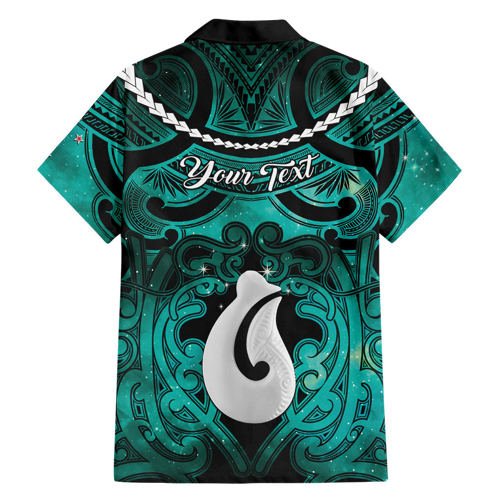 Personalised Maori Matariki Hei Matau Turquoise Family Matching Summer Maxi Dress and Hawaiian Shirt Maori Kowhaiwhai Pattern Galaxy LT01 - Polynesian Pride
