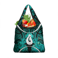 Maori Matariki Hei Matau Turquoise Grocery Bag Maori Kowhaiwhai Pattern Galaxy