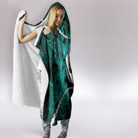 Maori Matariki Hei Matau Turquoise Hooded Blanket Maori Kowhaiwhai Pattern Galaxy