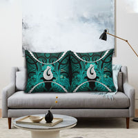Maori Matariki Hei Matau Turquoise Pillow Cover Maori Kowhaiwhai Pattern Galaxy