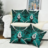 Maori Matariki Hei Matau Turquoise Pillow Cover Maori Kowhaiwhai Pattern Galaxy