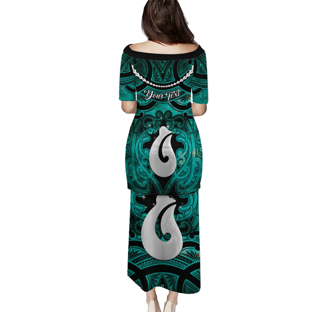 Personalised Maori Matariki Hei Matau Turquoise Puletasi Maori Kowhaiwhai Pattern Galaxy