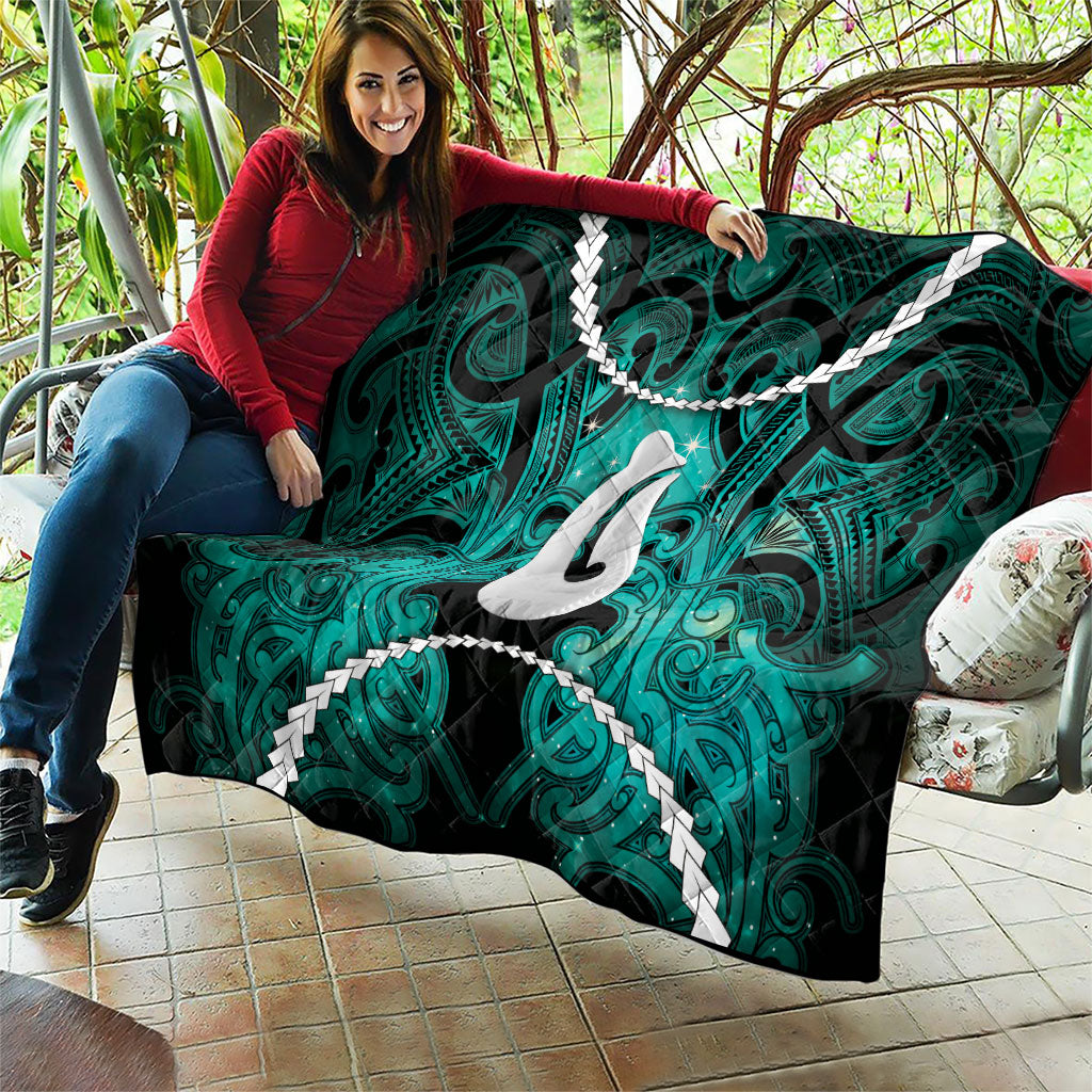 Maori Matariki Hei Matau Turquoise Quilt Maori Kowhaiwhai Pattern Galaxy