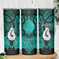 Personalised Maori Matariki Hei Matau Turquoise Skinny Tumbler Maori Kowhaiwhai Pattern Galaxy