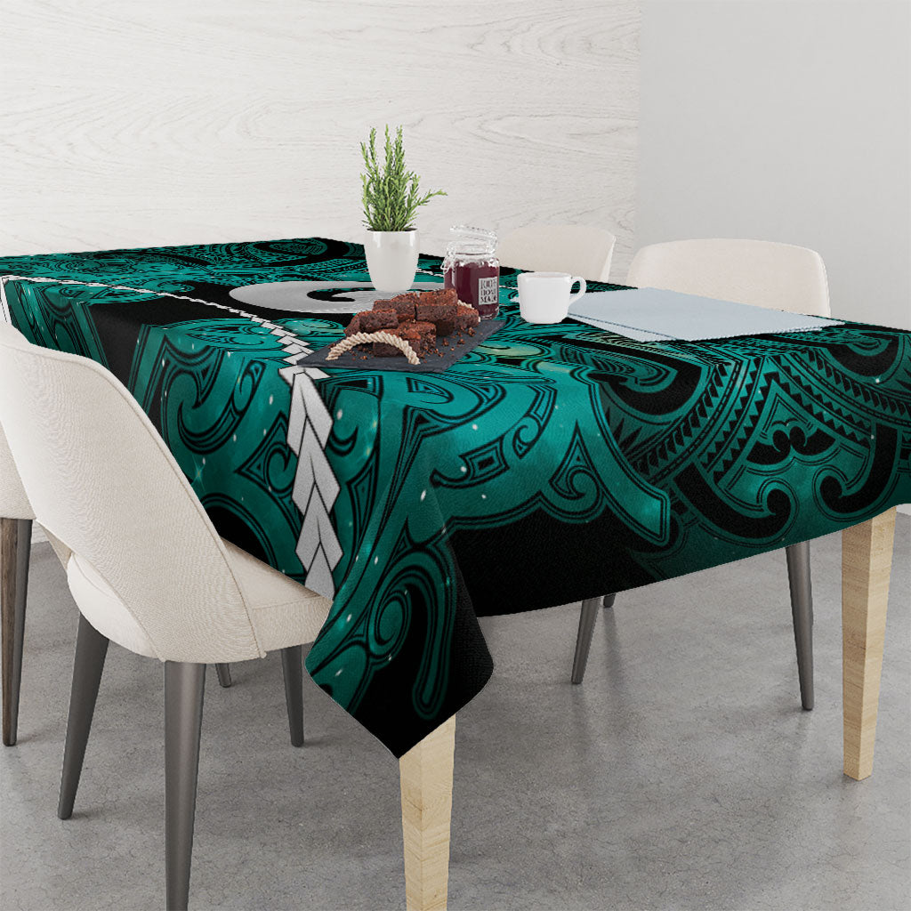 Maori Matariki Hei Matau Turquoise Tablecloth Maori Kowhaiwhai Pattern Galaxy
