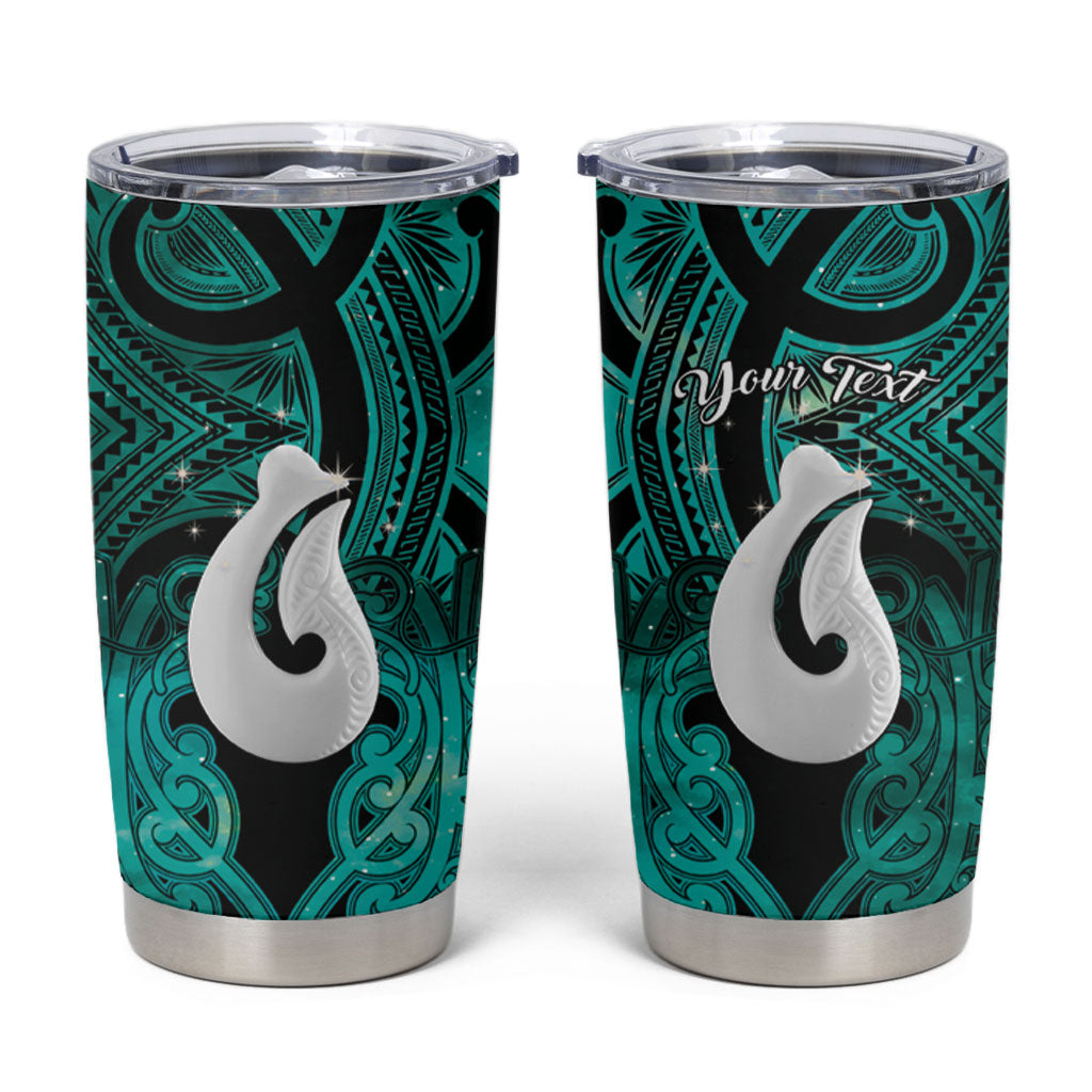 Personalised Maori Matariki Hei Matau Turquoise Tumbler Cup Maori Kowhaiwhai Pattern Galaxy