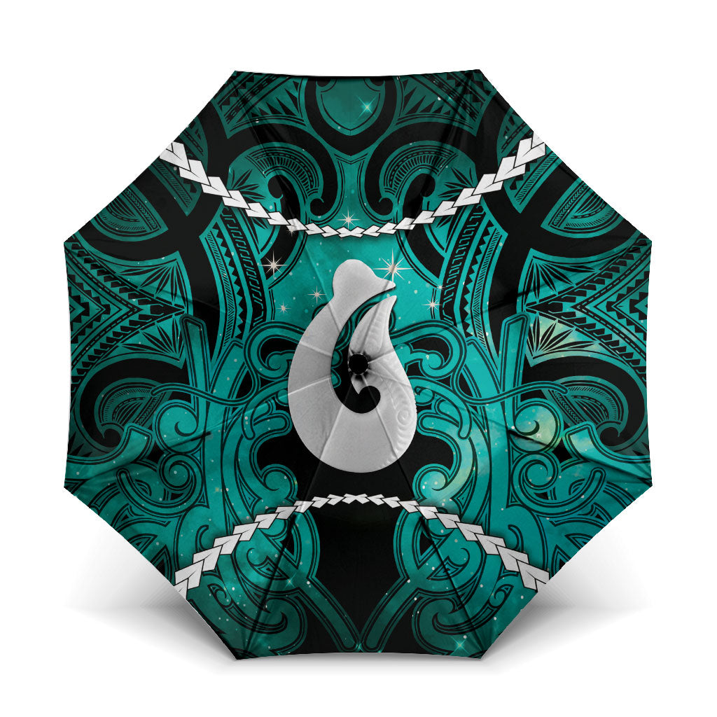 Maori Matariki Hei Matau Turquoise Umbrella Maori Kowhaiwhai Pattern Galaxy