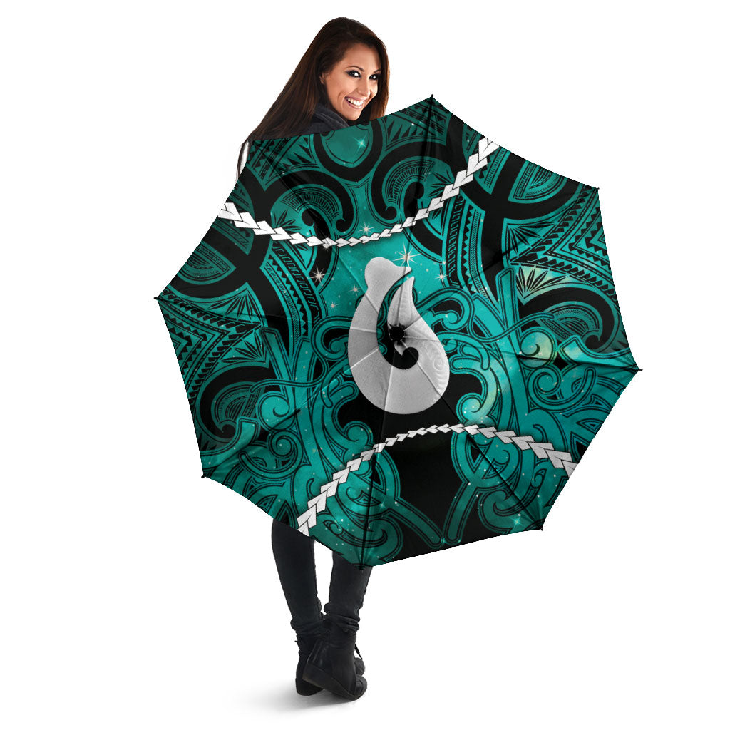 Maori Matariki Hei Matau Turquoise Umbrella Maori Kowhaiwhai Pattern Galaxy