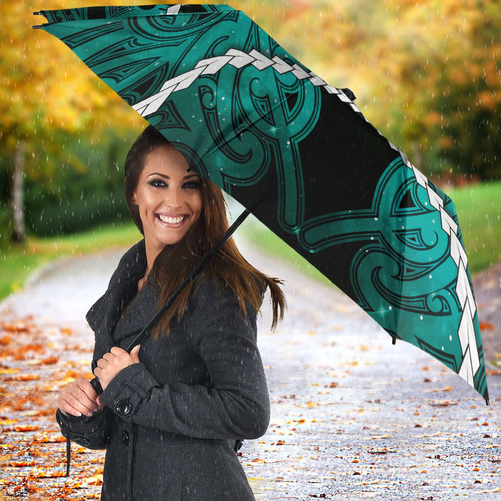 Maori Matariki Hei Matau Turquoise Umbrella Maori Kowhaiwhai Pattern Galaxy