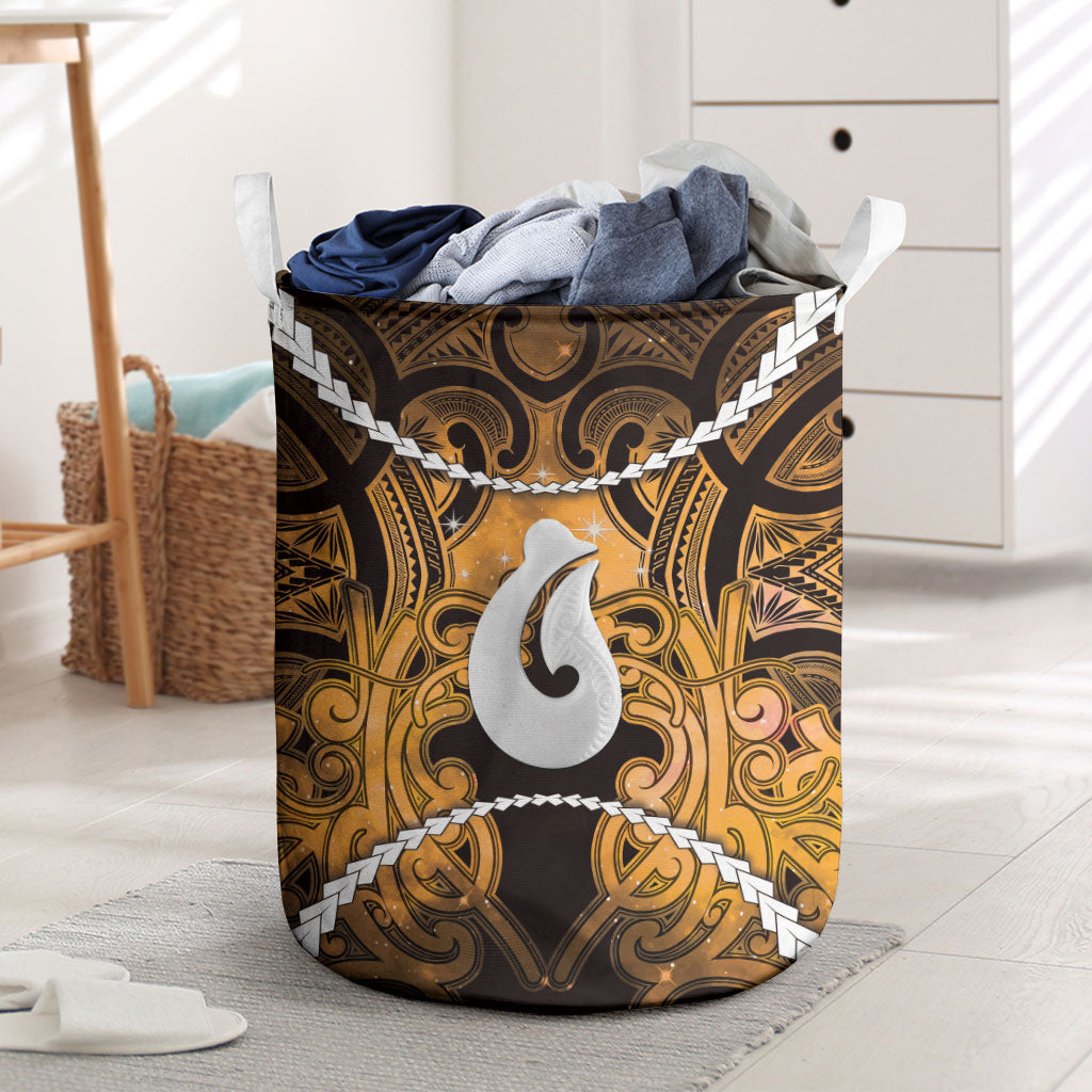Maori Matariki Hei Matau Kowhai Laundry Basket Maori Kowhaiwhai Pattern Galaxy
