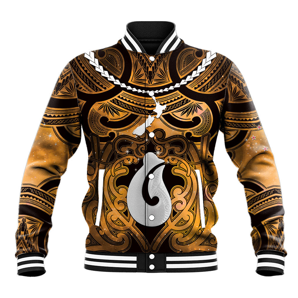 Personalised Maori Matariki Hei Matau Kowhai Baseball Jacket Maori Kowhaiwhai Pattern Galaxy
