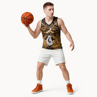 Personalised Maori Matariki Hei Matau Kowhai Basketball Jersey Maori Kowhaiwhai Pattern Galaxy LT01 - Polynesian Pride