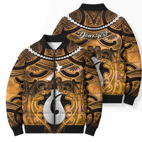 Personalised Maori Matariki Hei Matau Kowhai Bomber Puffer Jacket Maori Kowhaiwhai Pattern Galaxy