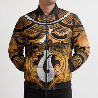 Personalised Maori Matariki Hei Matau Kowhai Bomber Puffer Jacket Maori Kowhaiwhai Pattern Galaxy