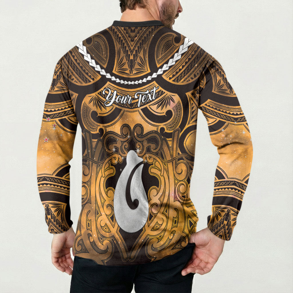 Personalised Maori Matariki Hei Matau Kowhai Button Sweatshirt Maori Kowhaiwhai Pattern Galaxy