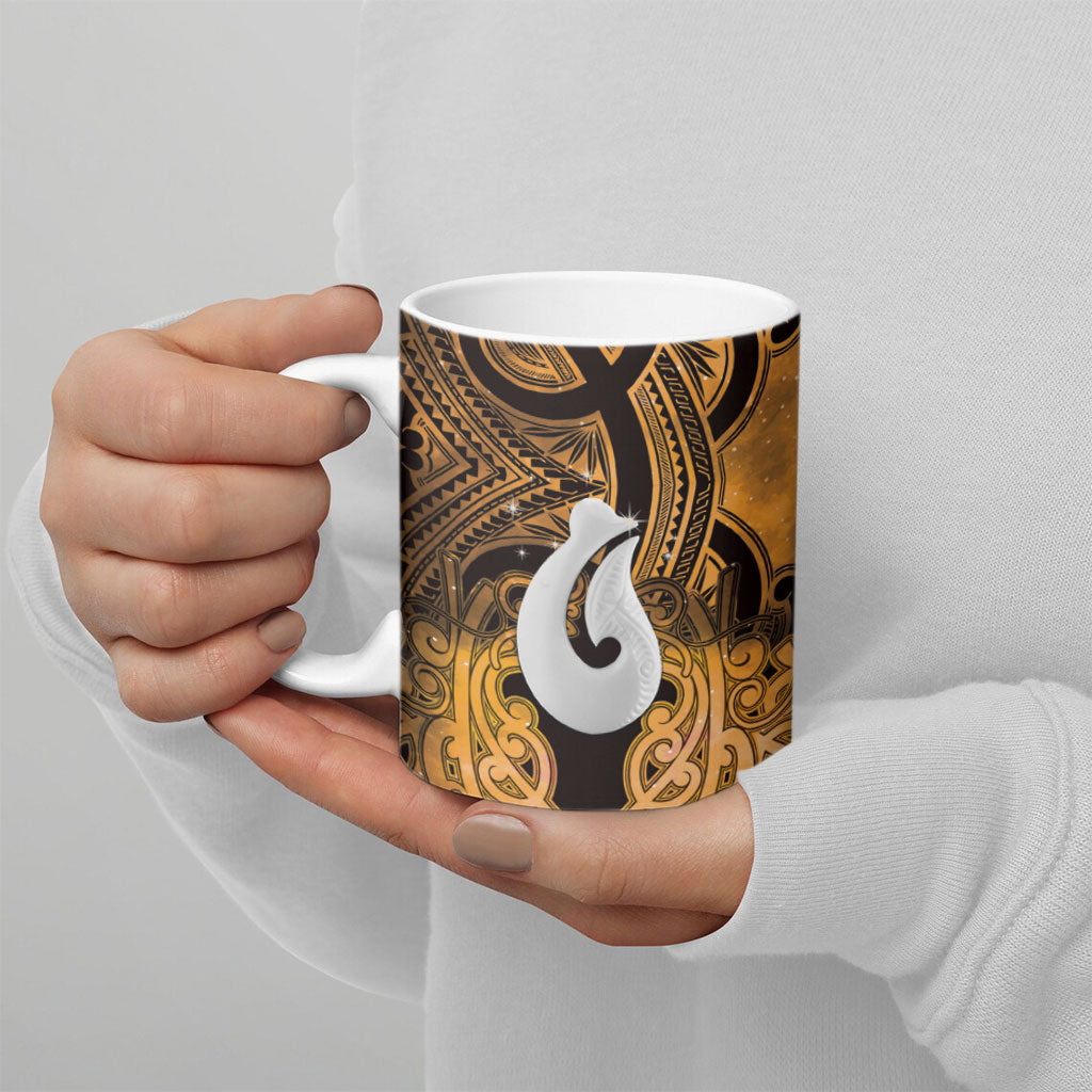 Personalised Maori Matariki Hei Matau Kowhai Ceramic Mug Maori Kowhaiwhai Pattern Galaxy