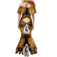 Personalised Maori Matariki Hei Matau Kowhai Family Matching Mermaid Dress and Hawaiian Shirt Maori Kowhaiwhai Pattern Galaxy LT01 - Polynesian Pride