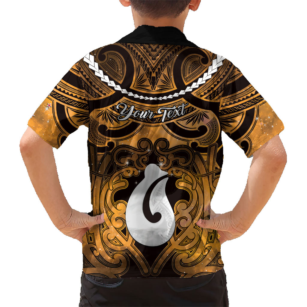 Personalised Maori Matariki Hei Matau Kowhai Family Matching Off Shoulder Maxi Dress and Hawaiian Shirt Maori Kowhaiwhai Pattern Galaxy LT01 - Polynesian Pride