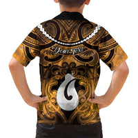 Personalised Maori Matariki Hei Matau Kowhai Family Matching Off Shoulder Short Dress and Hawaiian Shirt Maori Kowhaiwhai Pattern Galaxy LT01 - Polynesian Pride