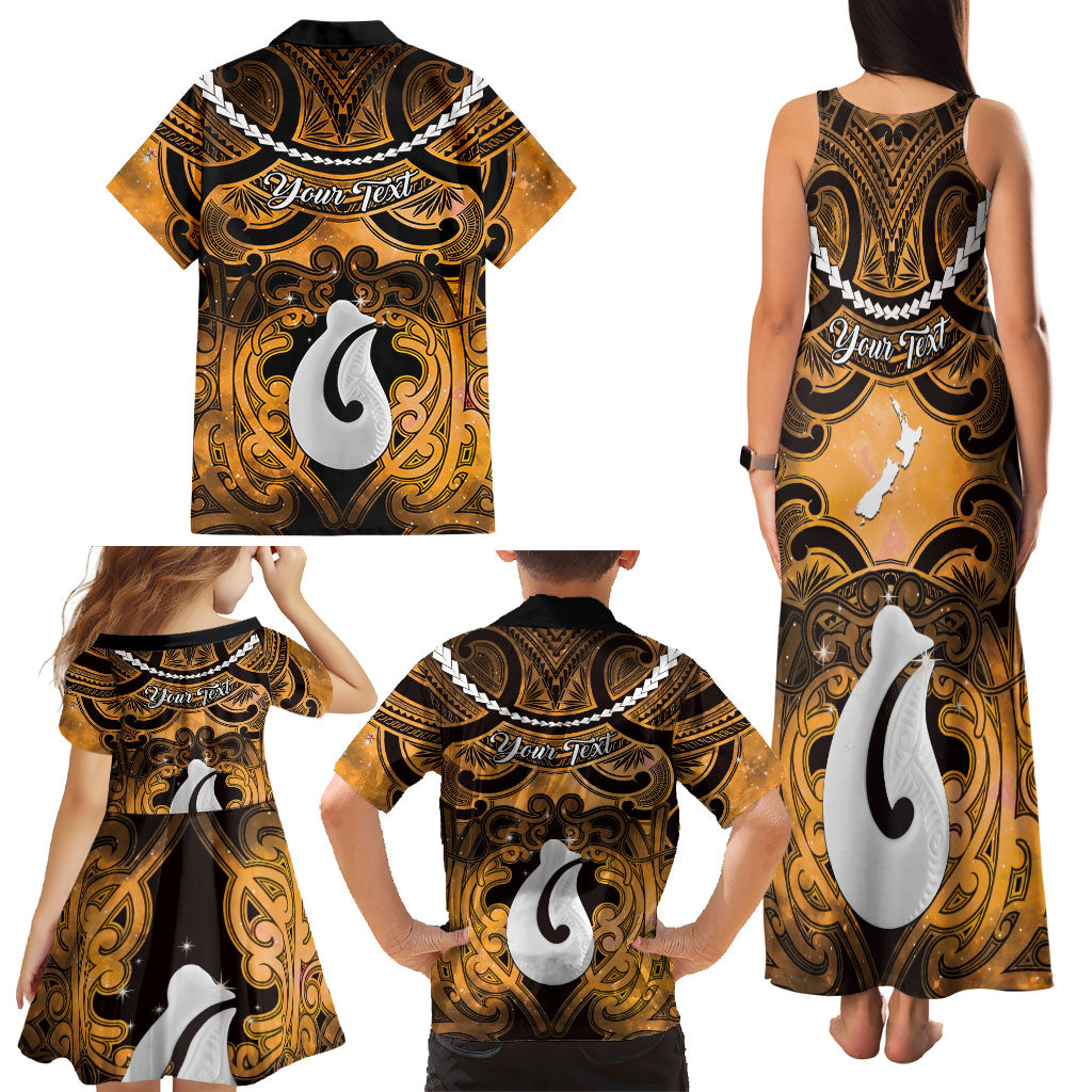 Personalised Maori Matariki Hei Matau Kowhai Family Matching Tank Maxi Dress and Hawaiian Shirt Maori Kowhaiwhai Pattern Galaxy LT01 - Polynesian Pride