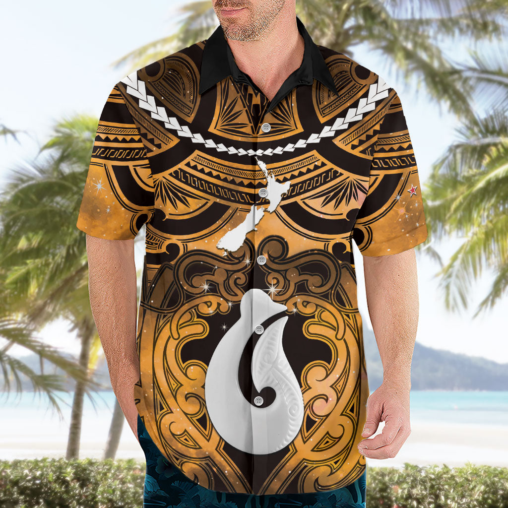 Personalised Maori Matariki Hei Matau Kowhai Hawaiian Shirt Maori Kowhaiwhai Pattern Galaxy