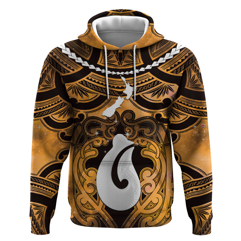 Personalised Maori Matariki Hei Matau Kowhai Hoodie Maori Kowhaiwhai Pattern Galaxy