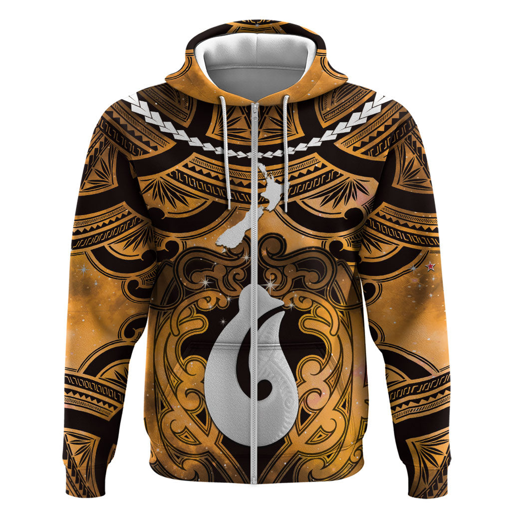 Personalised Maori Matariki Hei Matau Kowhai Hoodie Maori Kowhaiwhai Pattern Galaxy