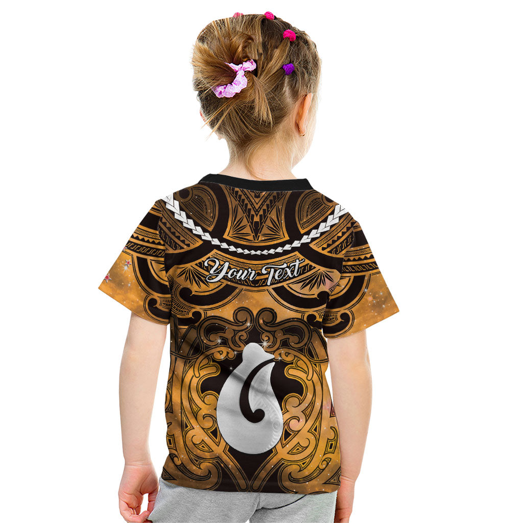 Personalised Maori Matariki Hei Matau Kowhai Kid T Shirt Maori Kowhaiwhai Pattern Galaxy