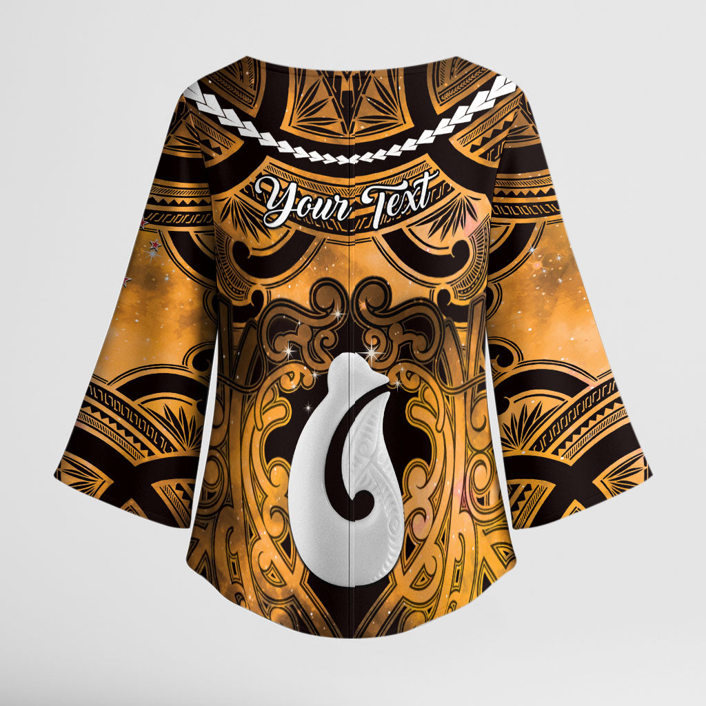 Personalised Maori Matariki Hei Matau Kowhai Kimono Sleeve Blouse Maori Kowhaiwhai Pattern Galaxy