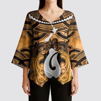 Personalised Maori Matariki Hei Matau Kowhai Kimono Sleeve Blouse Maori Kowhaiwhai Pattern Galaxy