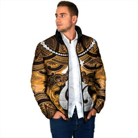 Personalised Maori Matariki Hei Matau Kowhai Padded Jacket Maori Kowhaiwhai Pattern Galaxy