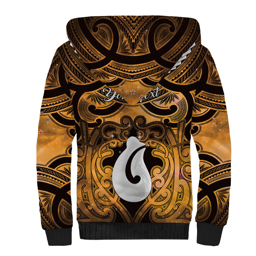 Personalised Maori Matariki Hei Matau Kowhai Sherpa Hoodie Maori Kowhaiwhai Pattern Galaxy
