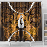 Maori Matariki Hei Matau Kowhai Shower Curtain Maori Kowhaiwhai Pattern Galaxy