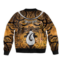 Personalised Maori Matariki Hei Matau Kowhai Sleeve Zip Bomber Jacket Maori Kowhaiwhai Pattern Galaxy