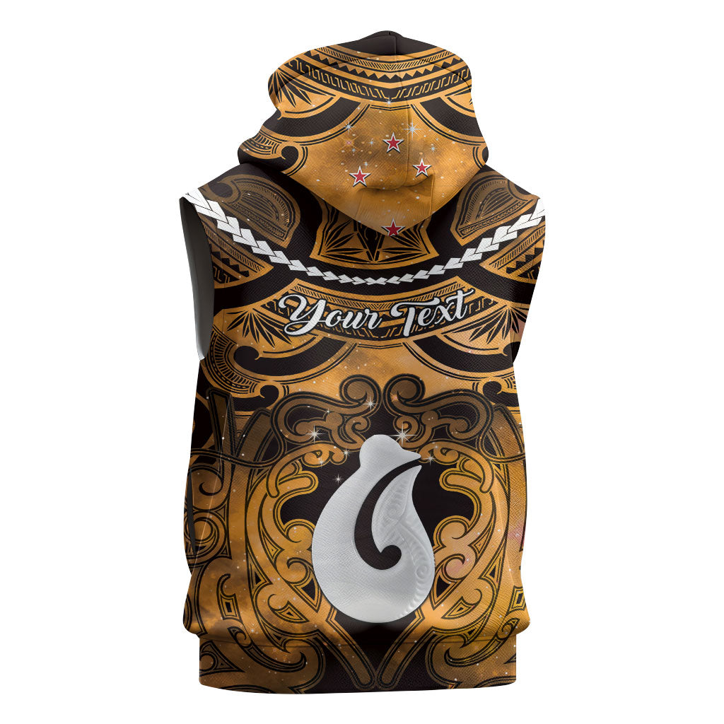 Personalised Maori Matariki Hei Matau Kowhai Sleeveless Hoodie Maori Kowhaiwhai Pattern Galaxy