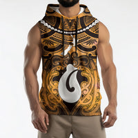 Personalised Maori Matariki Hei Matau Kowhai Sleeveless Hoodie Maori Kowhaiwhai Pattern Galaxy